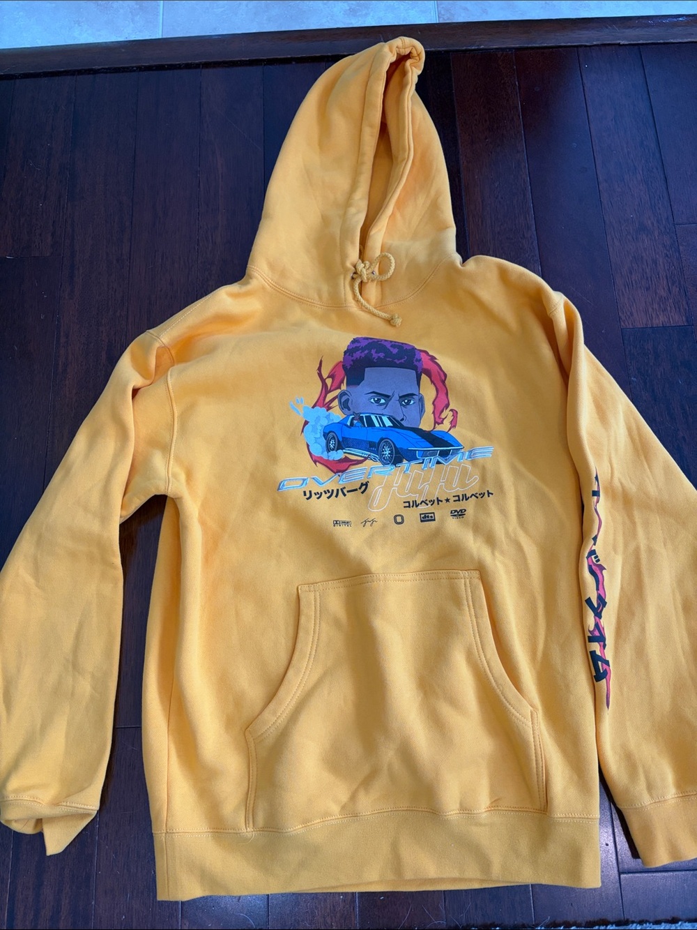 Yellow Overtime Graphic Men's Hoodie Sweatshirt